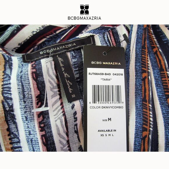 BCBGMAXARZRIA NEW TARA Stripe Cascading Ruffles Sleeveless Hi Lo Maxi Dress M - Picture 5 of 12